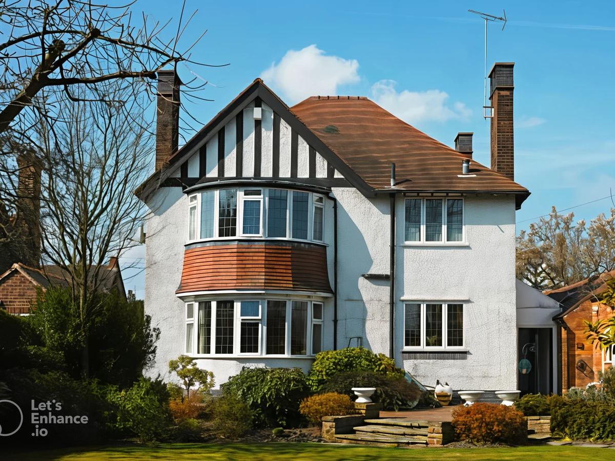 Exterior painting of 1930s white rendered house by Hampstead Decorators Fortune Green NW6
